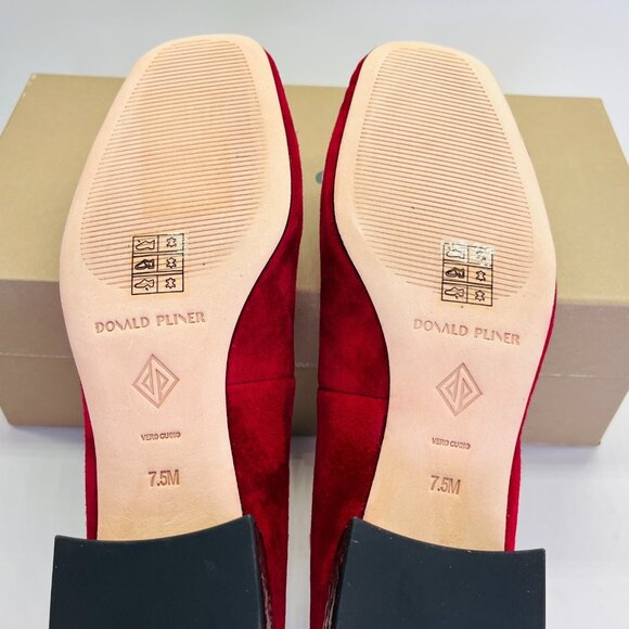 Donald Pliner Dreww Pump Size 7.5M Bordeaux Suede Croco Heel Comfort Show - Picture 15 of 16